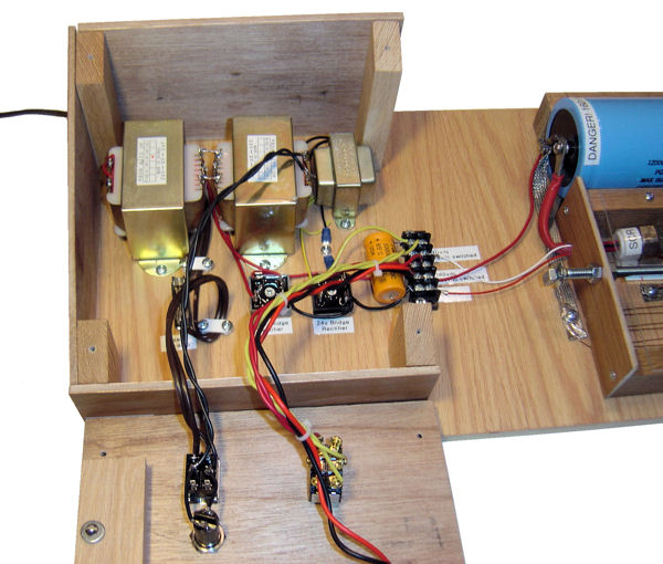 photo of low power circuits in wooden enclosure
